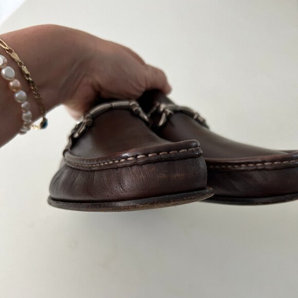 Mens Brown Leather Ferragamo Loafers Slip-Ons Designer Mens Shoes Sz 7.5 EE - Picture 12 of 16